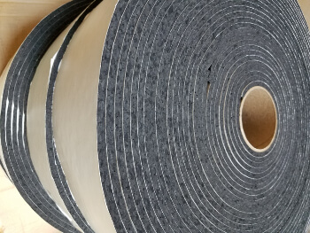 Foam laminated slit rolls with PSA strips
